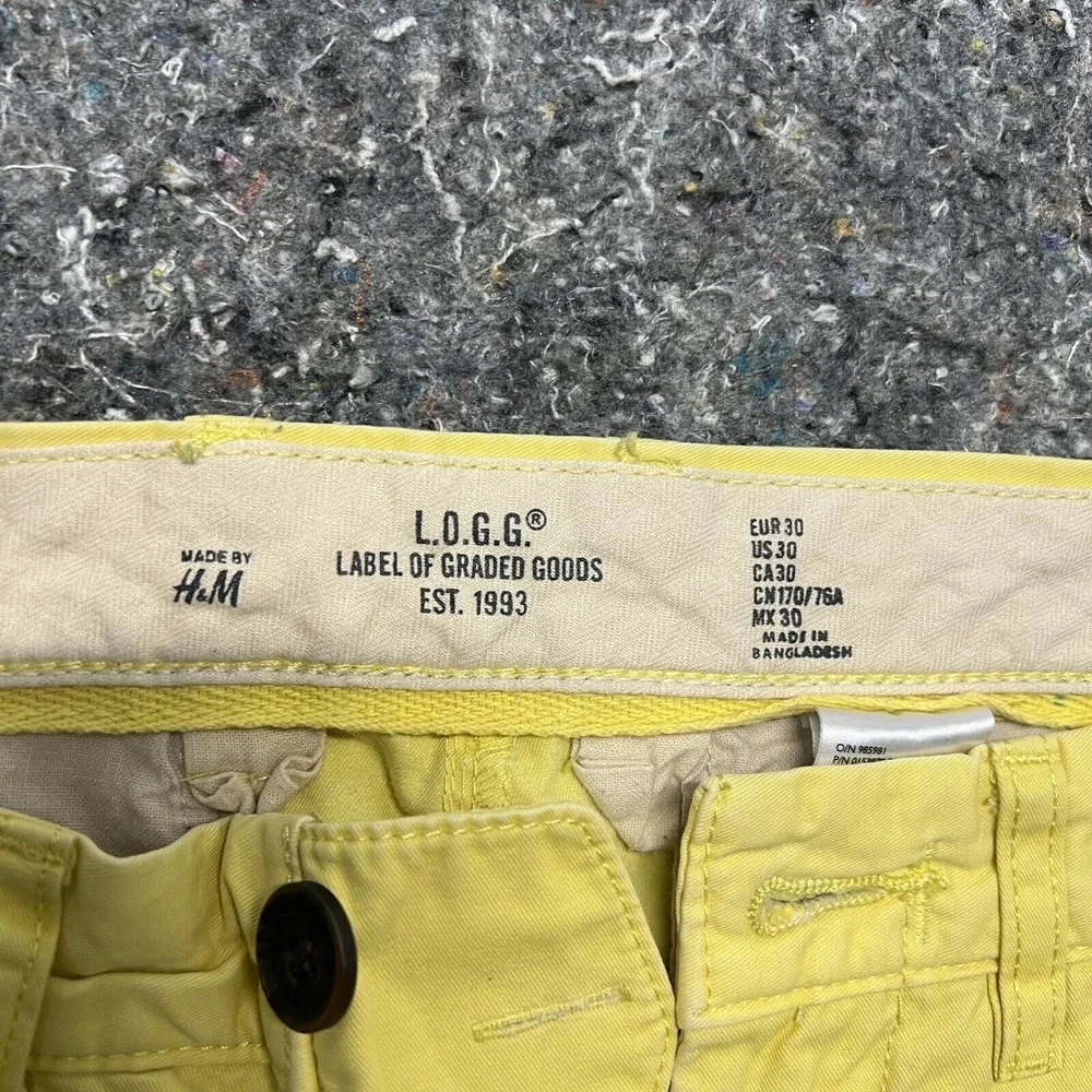 HM LOGG Mens Yellow Chino Shorts Size 30 Regular Fit Cotton‎ Summer Casual